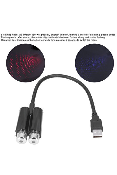 Generic Brand ضوء بروجيكتور نجوم للسيارة بمنفذ USB مزدوج الرأس، ضوء محيطي للس...