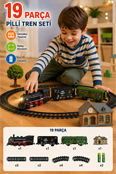 ToYaman 19 Parça Pilli Tren Seti