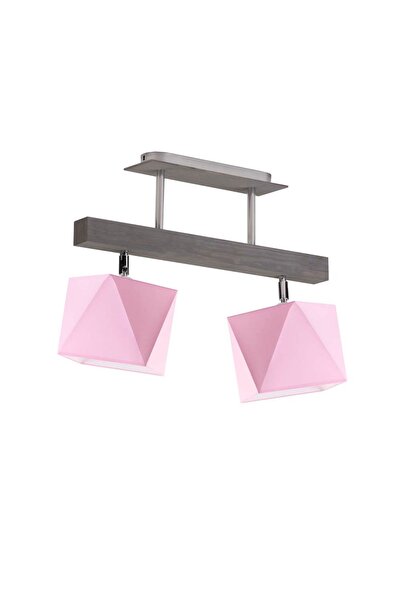 OEM Lampă din lemn ASTIR stil loft – Gri frasin/ Roz deschis
