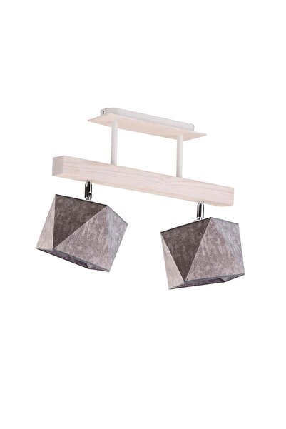 OEM Lampă de tavan din lemn ASTIR - Alb/Gri Melanj (Beton)