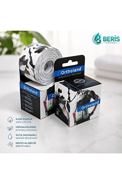 Beris Medikal KAMUFLAJ GRİ KİNESİO AĞRI BANDI SPORCU AĞRI BANDI 5CM X 5M