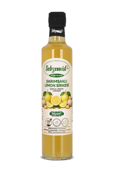 Sarımsaklı Limon Sirkesi Doğal Fermantasyon Garlic Lemon Vinegar 500Ml