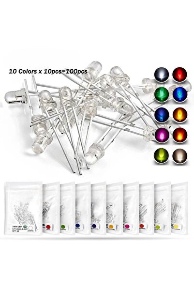 Choice9 100pcs Multicolor FY 100pcs 3mm LED Diode Ultra Bright Warm White Red...