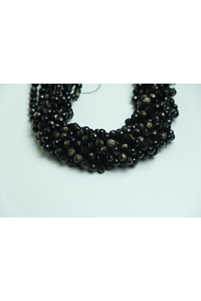 Kanguroom Obsidian Faceted Natural Stone 8mm Black Green Tones