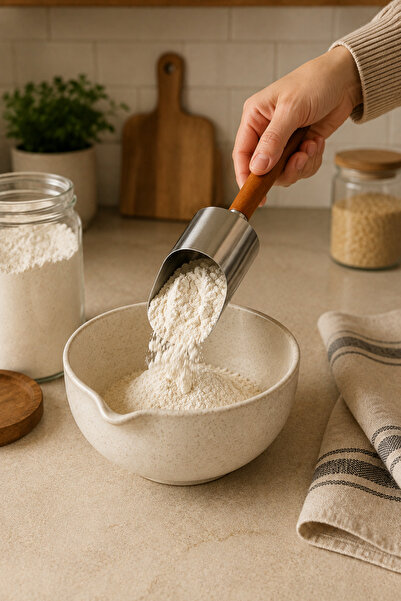 Kitchen Way Akasya Ahşap Ölçü Küreği Mutfak Kahve Baharat Şeker Un Ölçüm Kaşı...