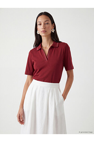 LC Waikiki Tricou de damă reiat cu guler polo