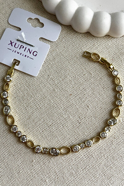 Modacaprea Xuping 14K Oval Taşlı Yarı Ataş Zincir Kadın Bileklik 17+2 cm | Ka...