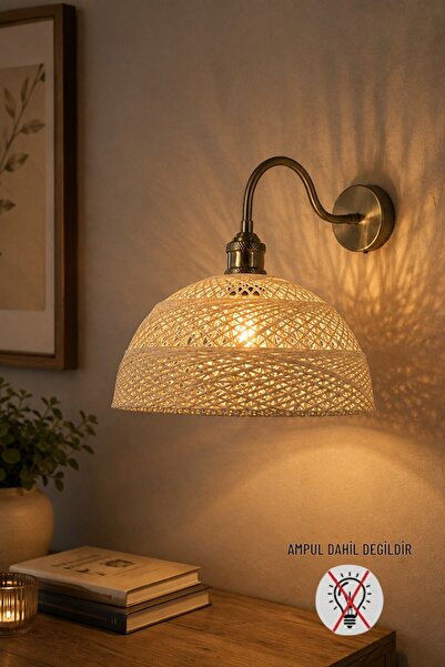 Bamyum Bohem Krem Recycle İplik Jüt El Yapımı Metal Eskitme Gövde Aplik Duvar...