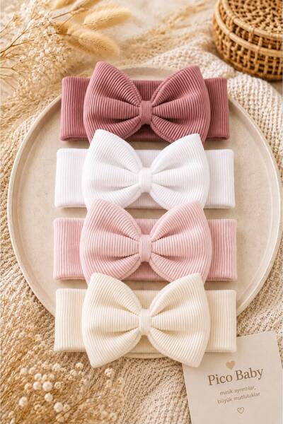 Pico Baby Baby Girl & Child Bowknot Bandana Set of 4 (Dried Rose/White/Pink/C...