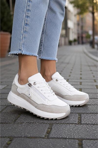 MODAONN Kadın Sneakers Spor Ayakkabı Günlük Rahat Şık Modern Kalın Tabanlı Casual Ayakkabı