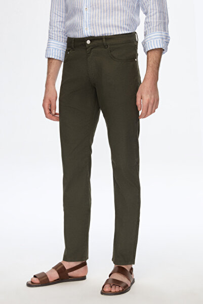 Damat Slim Fit Haki Pamuklu Likralı Chino Pantolon