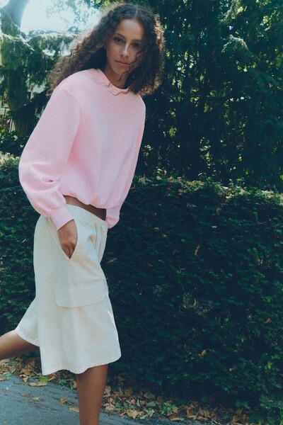 Pull & Bear Bisiklet yaka crop sweatshirt