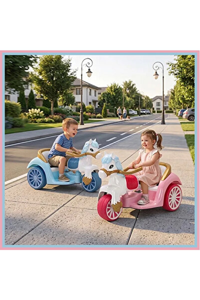SMANIA RoyalRide ™   Trăsură electrică pentru copii în formă de cal (albastru prințesă)