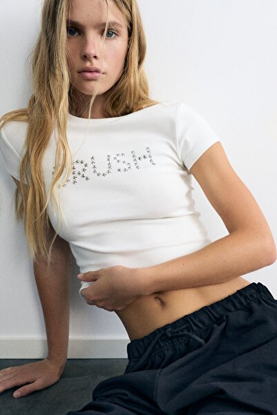 Pull & Bear Yıldız grafikli slim fit tişört