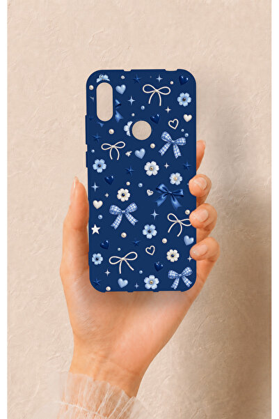 Vip Case Huawei Y6 2019 Uyumlu Mavi Papatya Fiyonk Desenli Silikon Kılıf