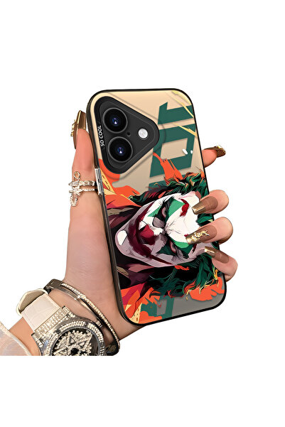 ucuc iPhone 16 Uyumlu Sert Akrilik Arka Silikon Kenar Lens Koruma Joker Kılıf