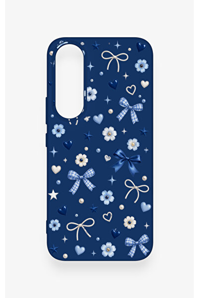 Vip Case Vivo V70 FE 5G Uyumlu Mavi Papatya Fiyonk Desenli Silikon Kılıf