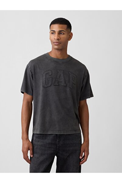 GAP Erkek Siyah Everyday Soft Boxy Logo T-Shirt