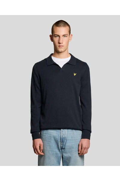 Lyle & Scott Bluză polo din tricot fin cu guler deschis, regular fit