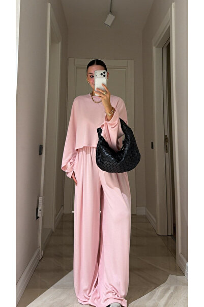 My Blog Pink Bat Sleeve Detailed Trousers Set - 4025