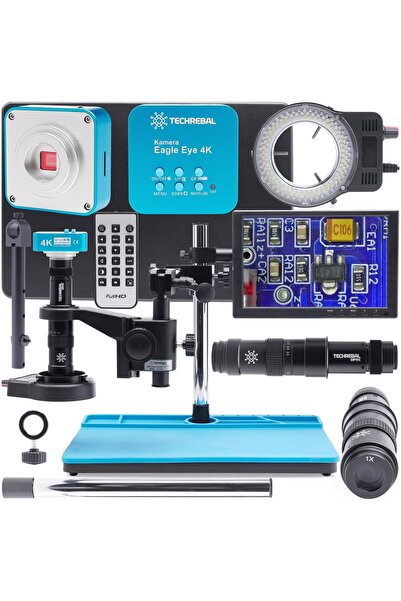 TECHREBAL Microscop Digital Profesional 10A, LED 144x, Braț, Cameră Ochi de V...
