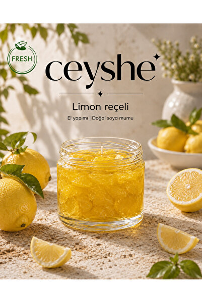 CeyShe Limon Kokulu Dekoratif Limon Reçeli Jel Kavanoz 300 cc Reçel Mum