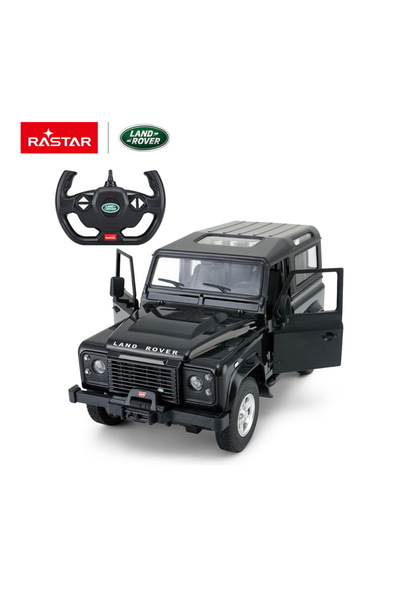 Rastar MASINA CU TELECOMANDA LAND ROVER DEFENDER NEGRU CU SCARA 1 LA 14
