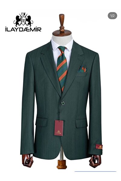 ilayda emir Men's Classic Jacket Slim Fit Striped Stylish Business and Specia...