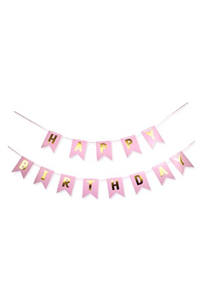 Generic Brand Διακοσμητικό μπάνερ ροζ "Happy birthday"
