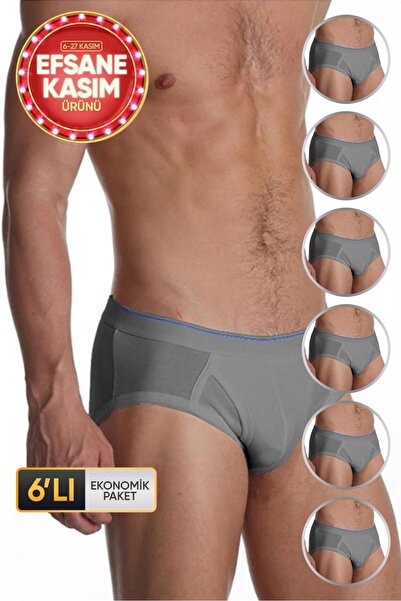 Çift Kaplan Men's Elastane Gray Slip 887 Economical Pack of 6