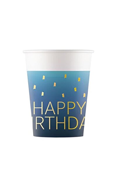 Generic Brand Ποτήρια μπλε Όμπρε Birthday (8 τεμ)