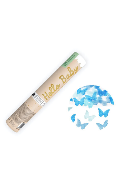Generic Brand Κανονάκι με κομφετί Πεταλούδες για Gender Reveal - Μπλε