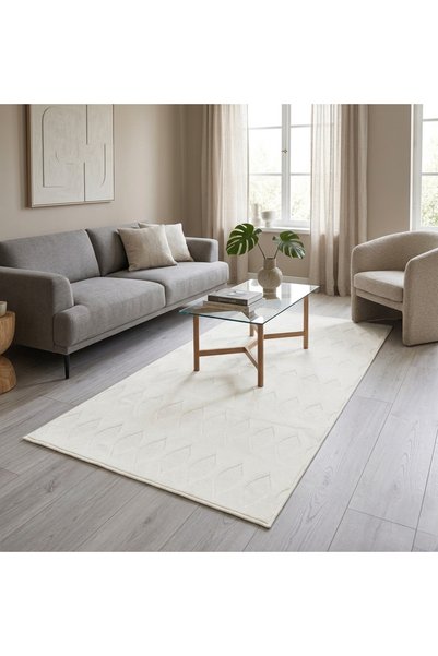 ALA RUGS KREM Yumuşak Kaymaz Özel Taban Peluş Salon ve Yolluk Halısı