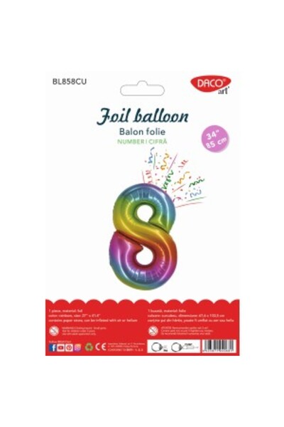 daço Balon folie cifra 4 curcubeu 85 cm bl854cu