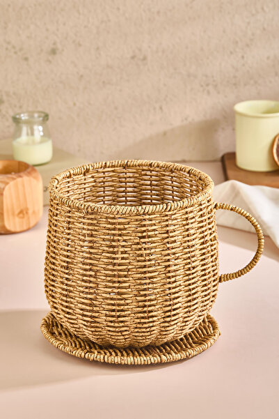 Lora Bianca Multi-Purpose Organizer Basket with Rattan Look Cup Shape