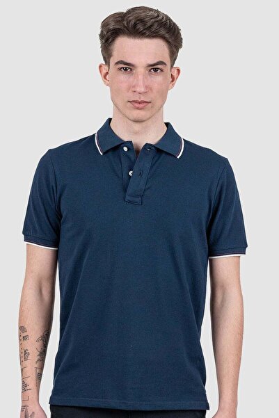 Bakers Tricou polo bărbați slim fit bleumarin cu guler