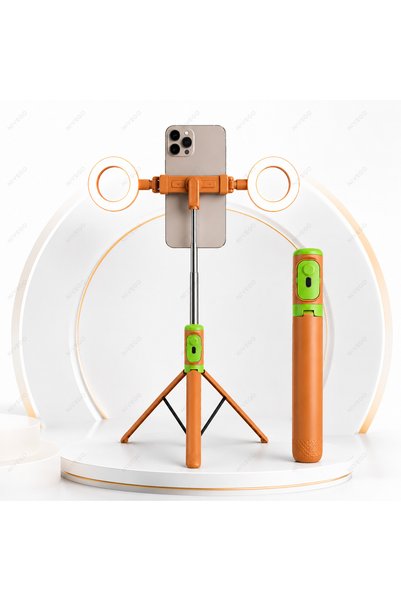 Nivego BLC Çift LED Işıklı Selfie Çubuğu Tripod Telefon Standı Katlanabilir Ergonomik Telefon Tutucu