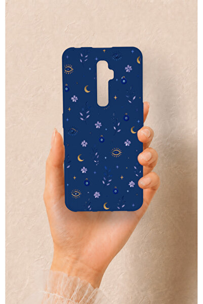Vip Case Oppo Reno 2Z Uyumlu Mavi Nazar Papatya Desenli Silikon Kılıf