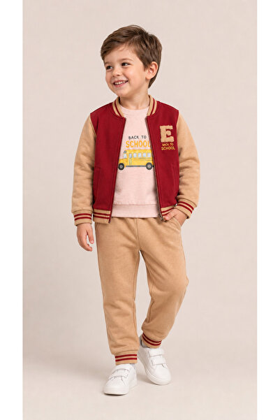 zumino Boys' College Cardigan Printed 3-Piece Tracksuit Set