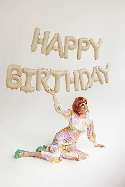 Generic Brand Σετ Μπαλόνια Γενεθλίων -“Happy Birthday” - Μπεζ (13 τεμ)