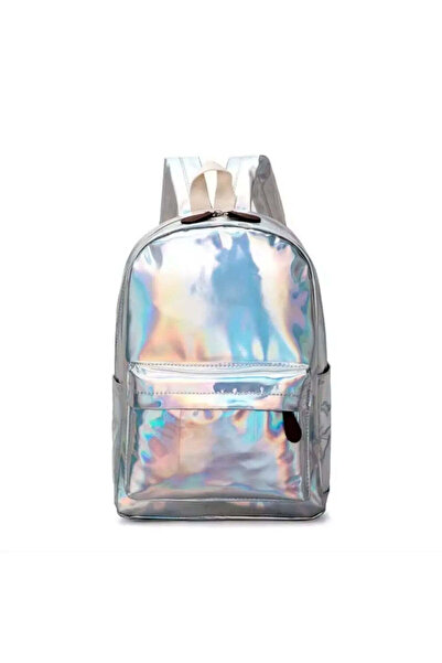 Beseder Rucsac Holografic Argintiu Casual Școală