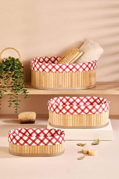 Lora Bianca Bamboo Oval Shaped 3-Piece Multi-Purpose Organizer Basket Set wit...