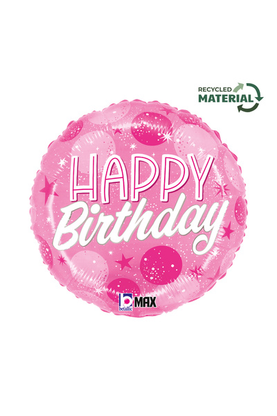Generic Brand 18" Μπαλόνι ροζ 'Happy Birthday' Sparkling