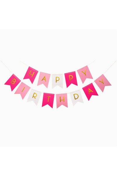 Generic Brand Γιρλάντα Happy Birthday - Ροζ & Φούξια