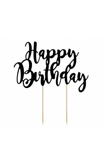 Generic Brand Topper τούρτας Happy Birthday Μαύρο
