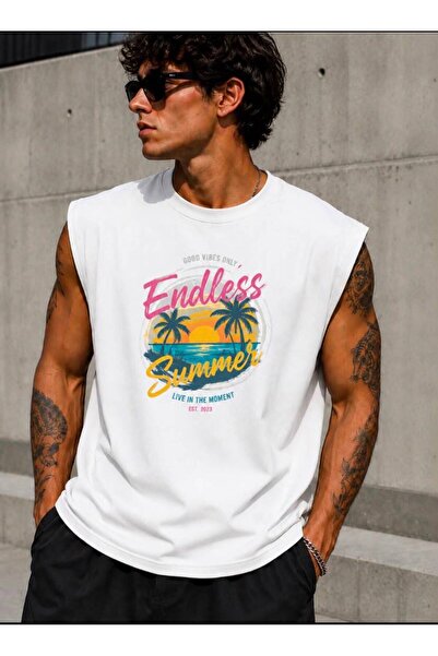 ALCİNOUS Printed Men's Cotton Crew Neck Training Athlete Tank Top Sleeveless ...