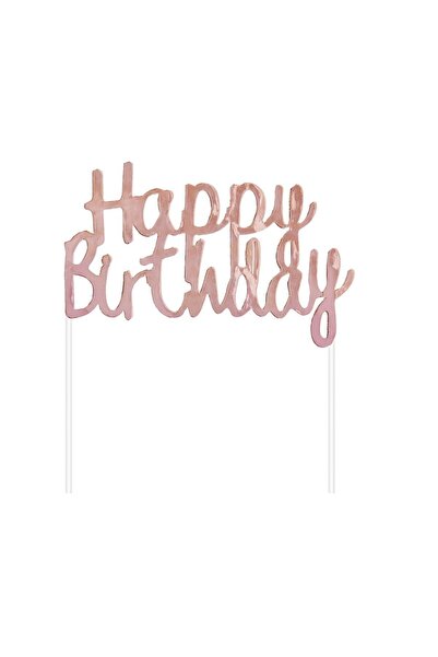 Generic Brand Topper τούρτας Happy Birthday Ροζ χρυσό