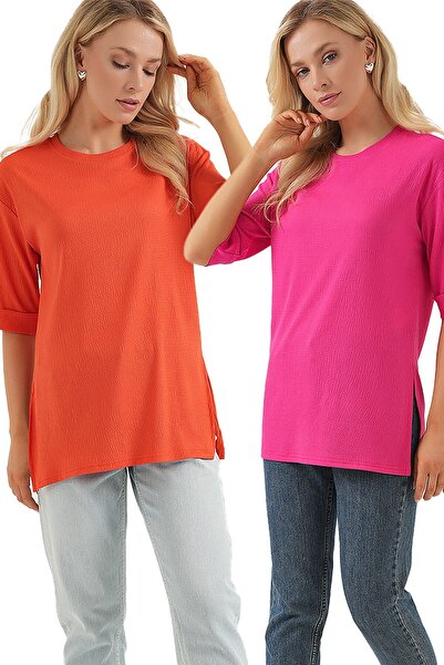 Hiccup Bdart Textured Short Sleeve Round Neck T-Shirt