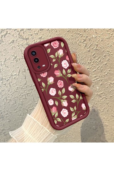 CHICASELUX Oppo A55 4g Compatible Burgundy Background Rose Flower Pattern Sof...
