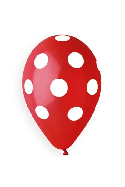 Generic Brand 13" Μπαλόνι Κόκκινο με άσπρο Πουά (25 τεμ)